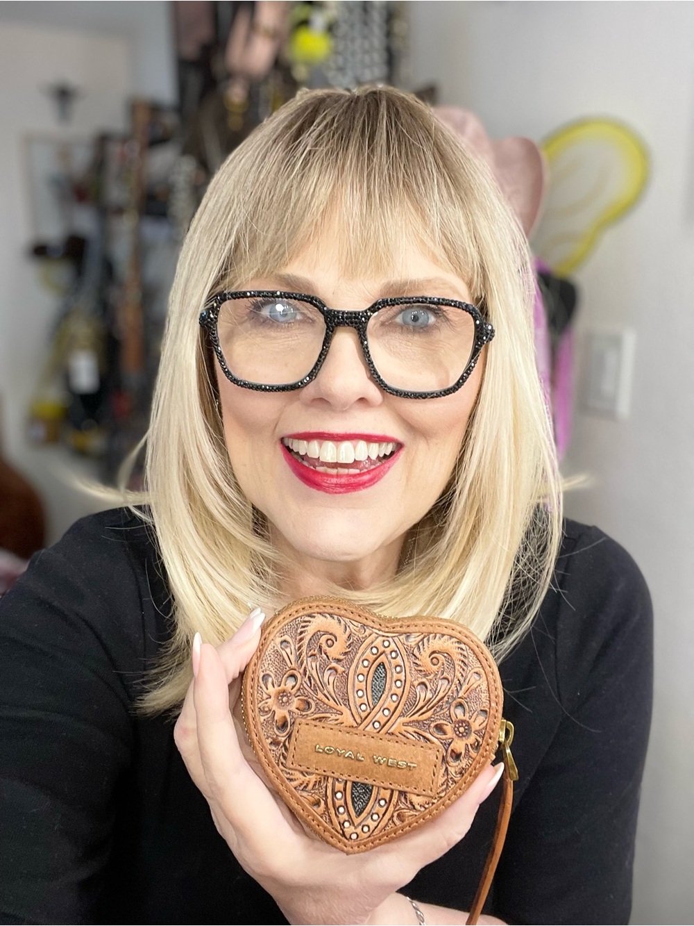 MYRA Loyal West Cupid Coin Pouch in Hand-tooled Leather